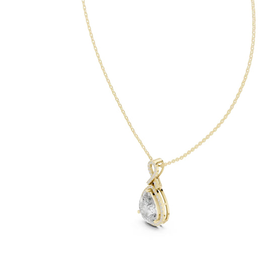 silver Pear Halo Diamond Pendant