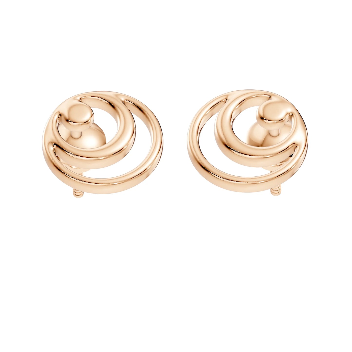 silver Modern Swirl Studs