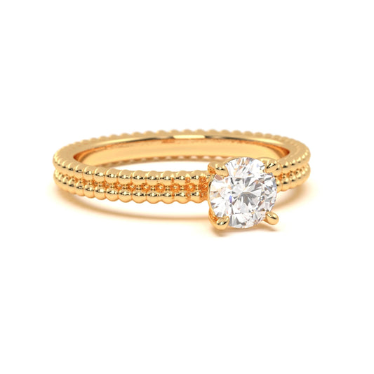 Classic silver Beaded Solitaire Ring