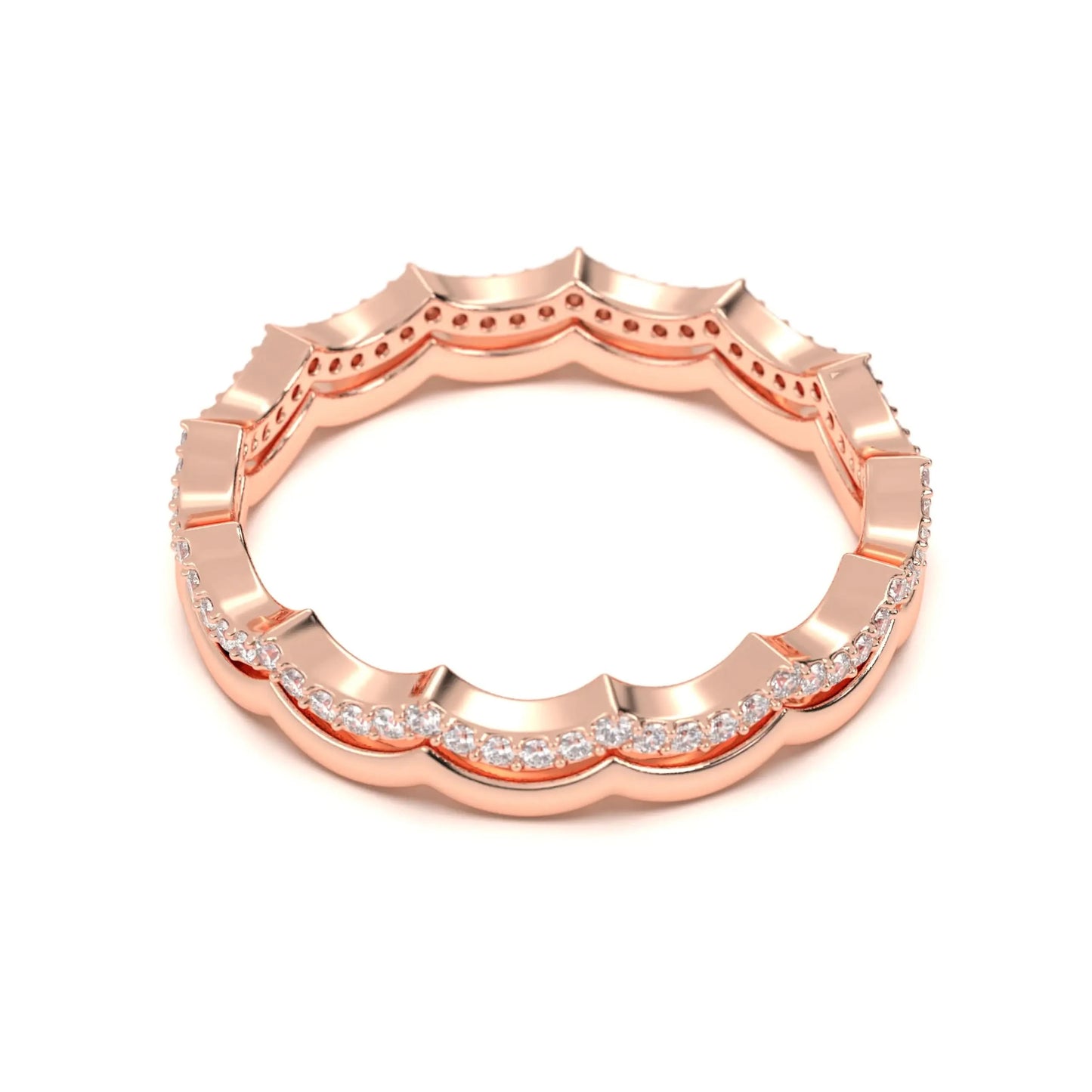 Scallop silver Diamond Band