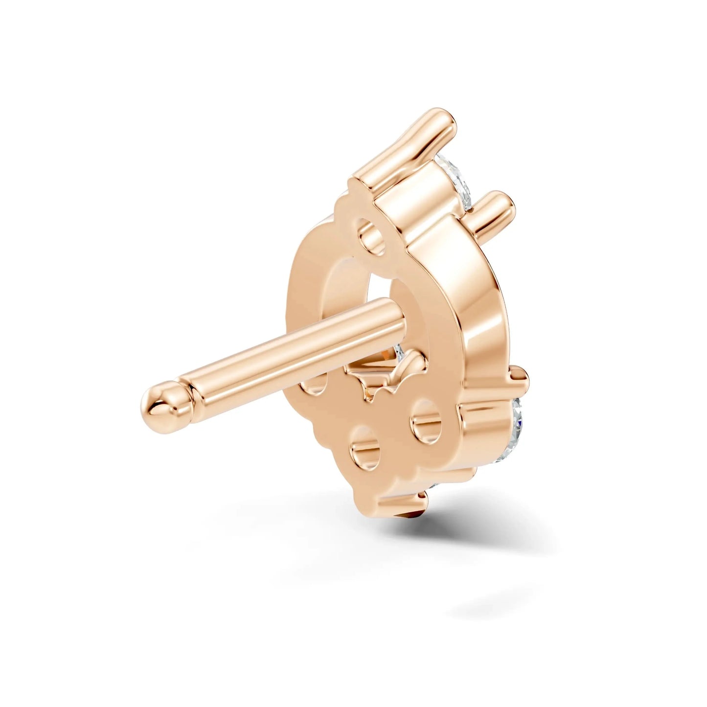 silver Diamond Petal Nose Pin