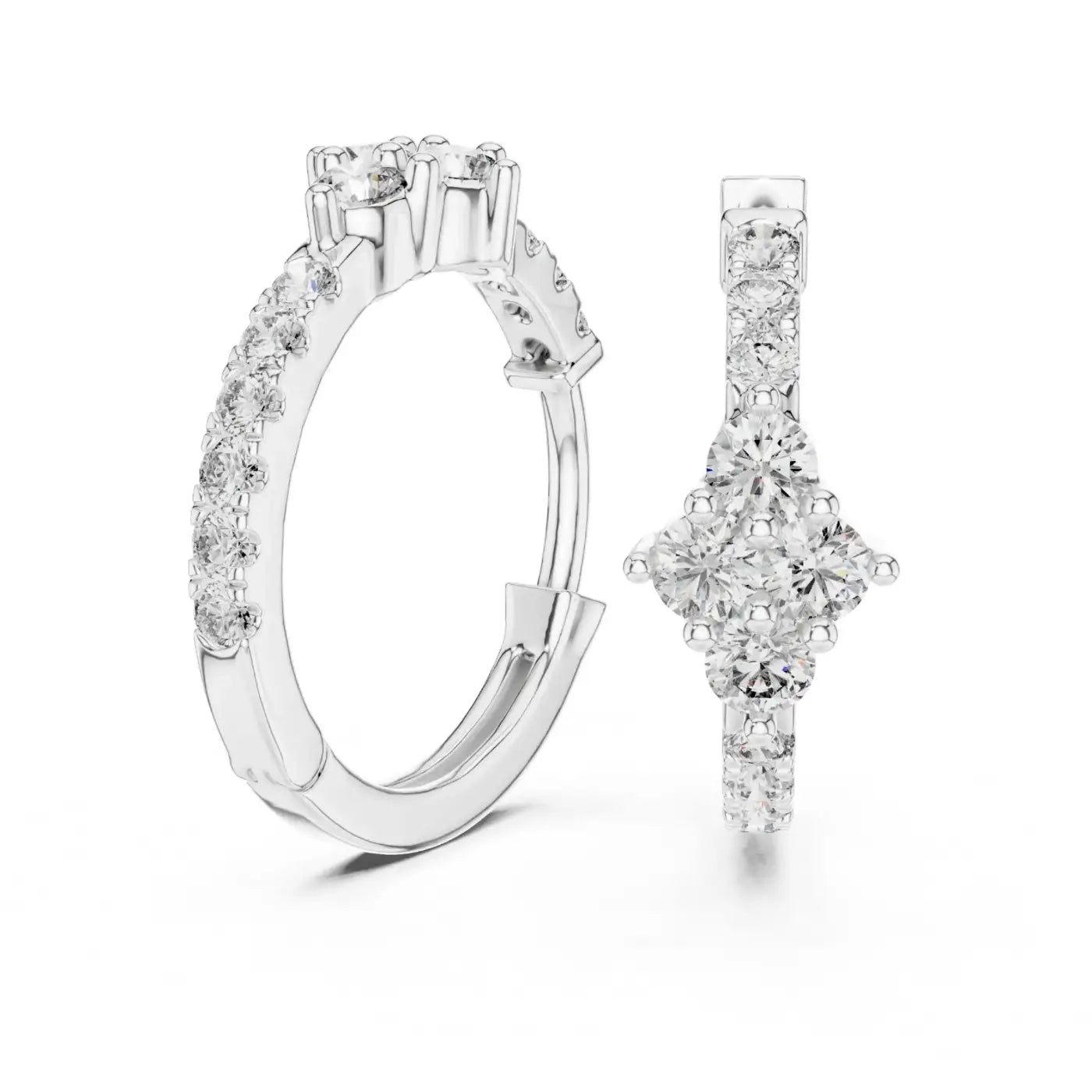 silver Sparkling Flower Studs