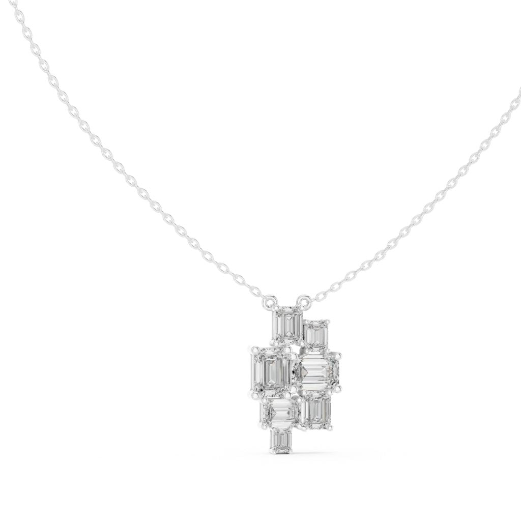 silver Geometric Crystal Pendant