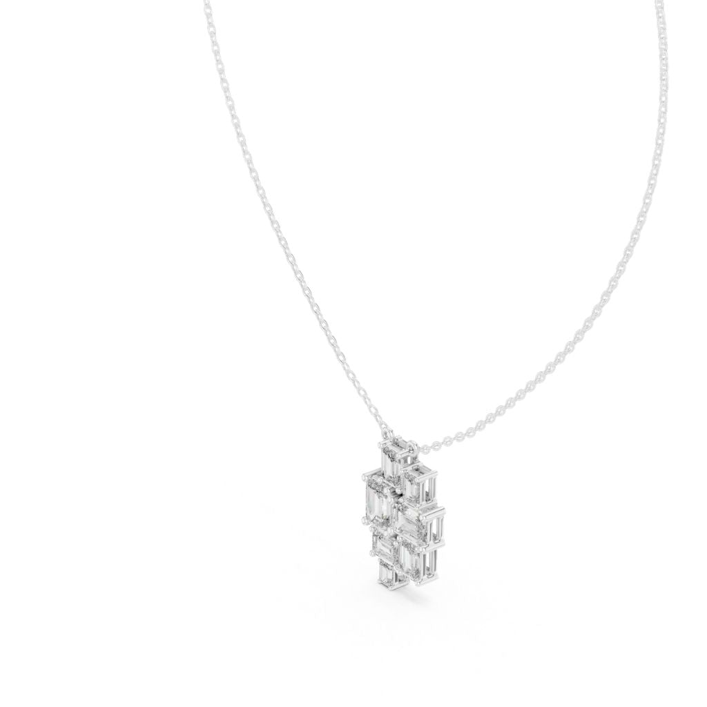 silver Geometric Crystal Pendant