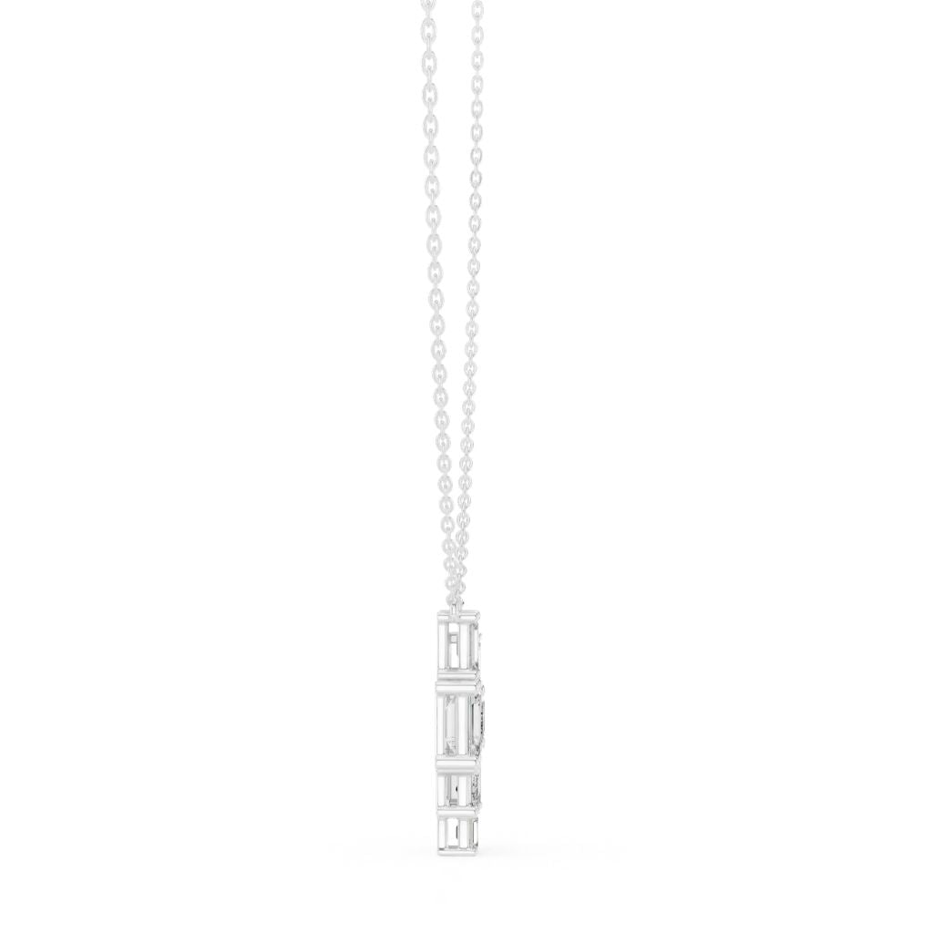 silver Geometric Crystal Pendant
