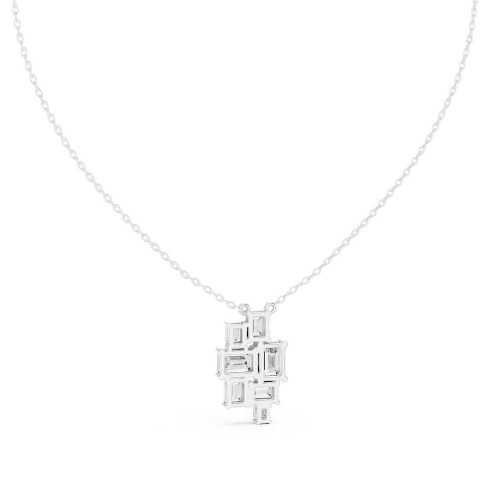 silver Geometric Crystal Pendant