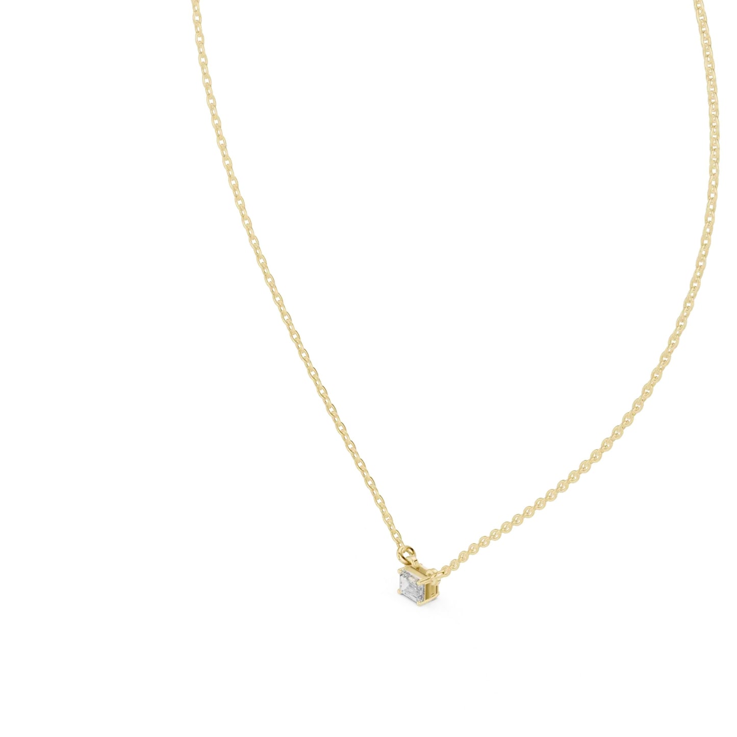 silver Emerald Cut Solitaire Pendant