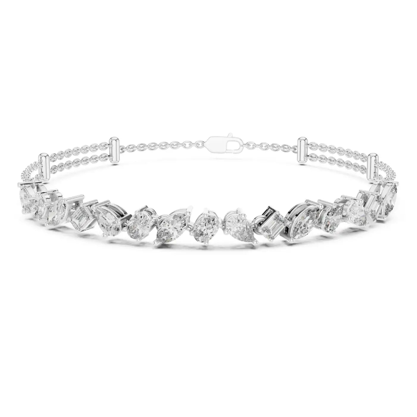 silver Multi-Shape Diamond Gold Bracelet