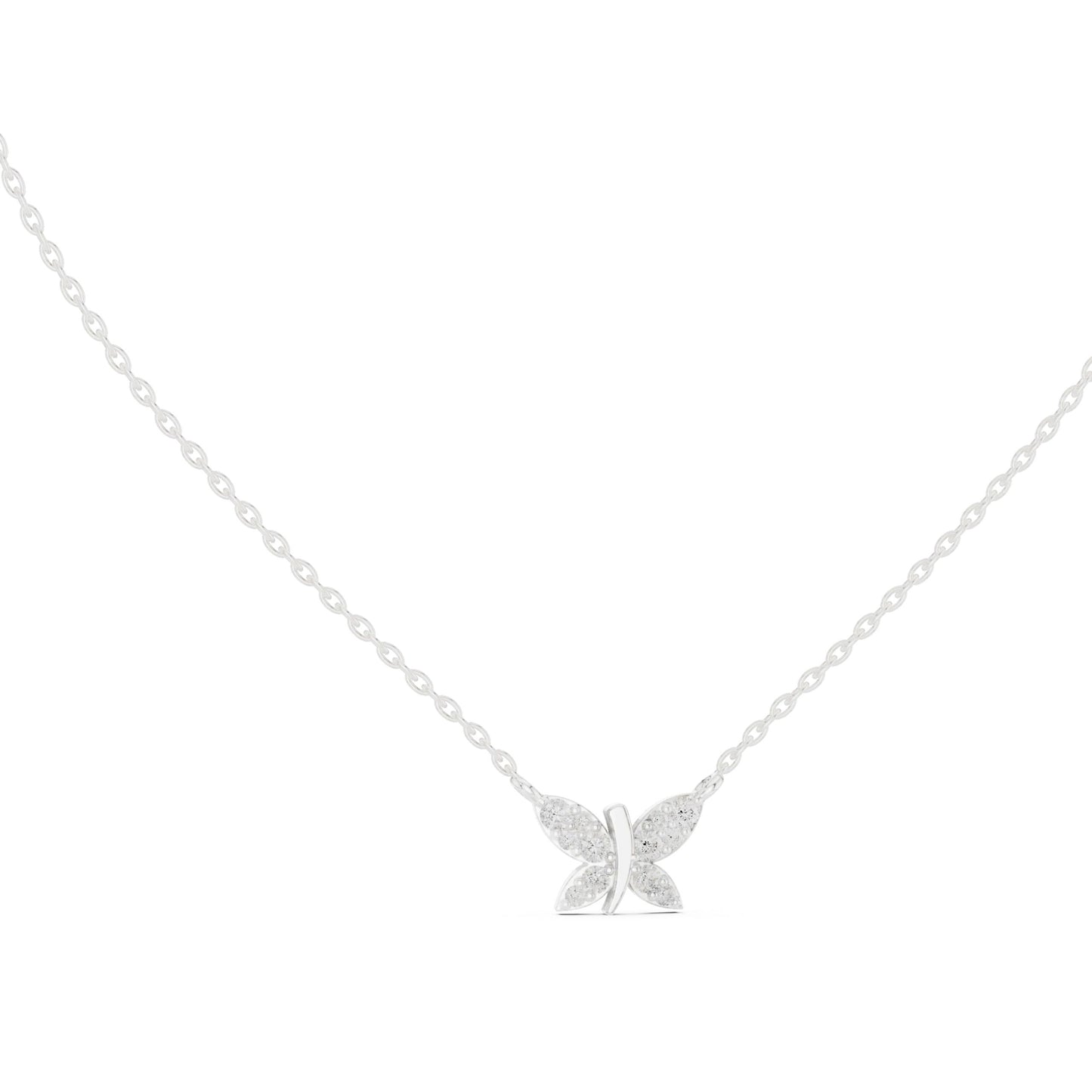 silver Crystal Butterfly Necklace