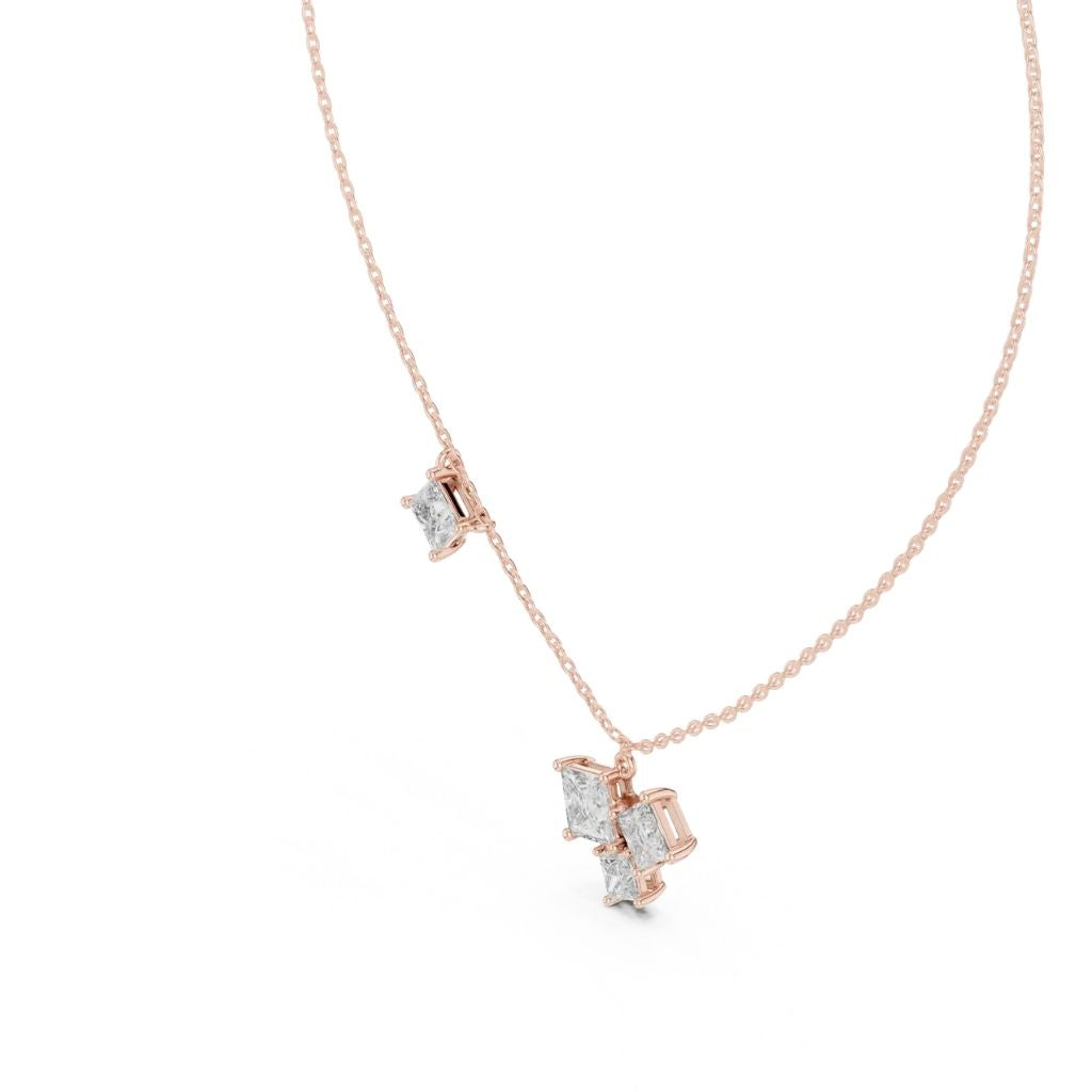 silver Dainty Diamond Cluster Pendant