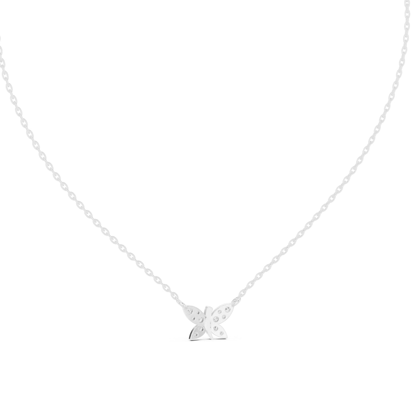 silver Crystal Butterfly Necklace
