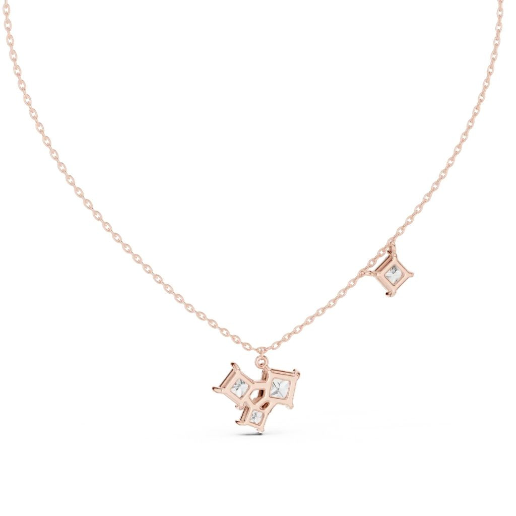 silver Dainty Diamond Cluster Pendant