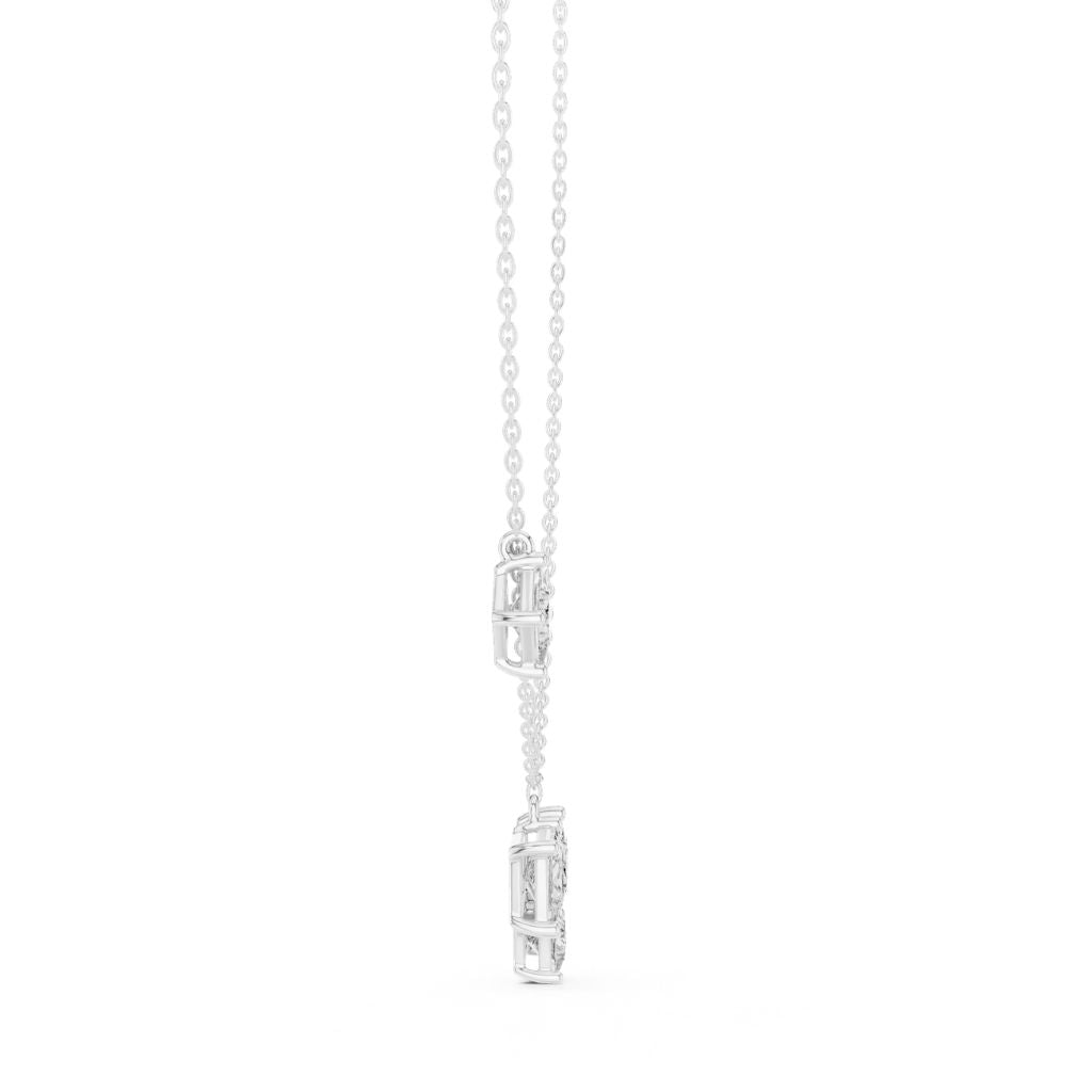 silver Dainty Diamond Cluster Pendant