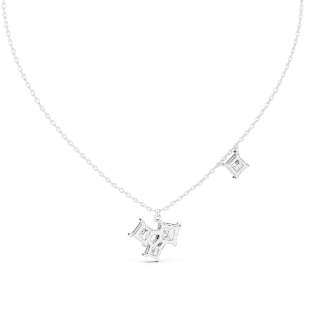 silver Dainty Diamond Cluster Pendant