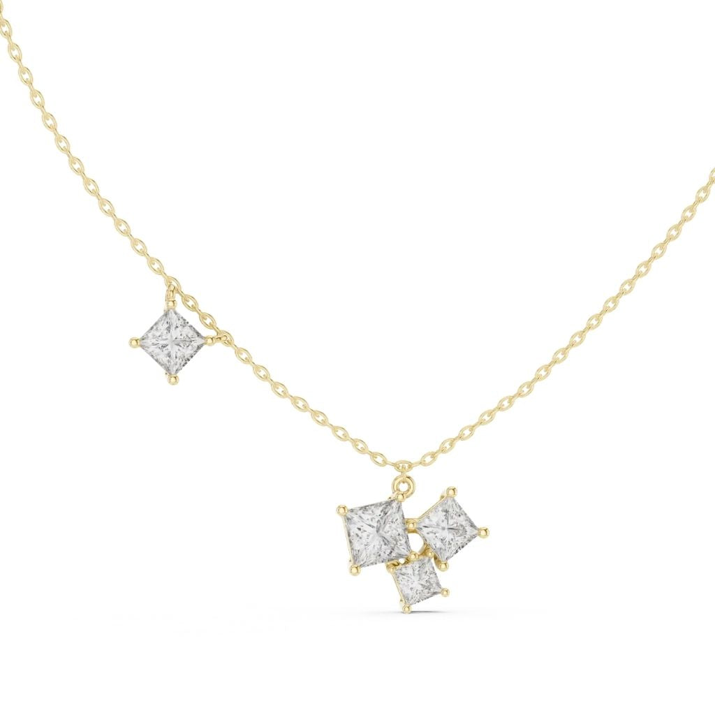 silver Dainty Diamond Cluster Pendant