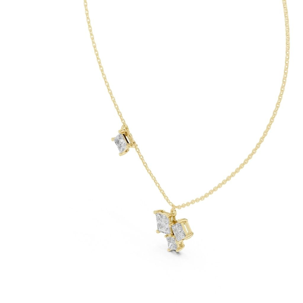 silver Dainty Diamond Cluster Pendant