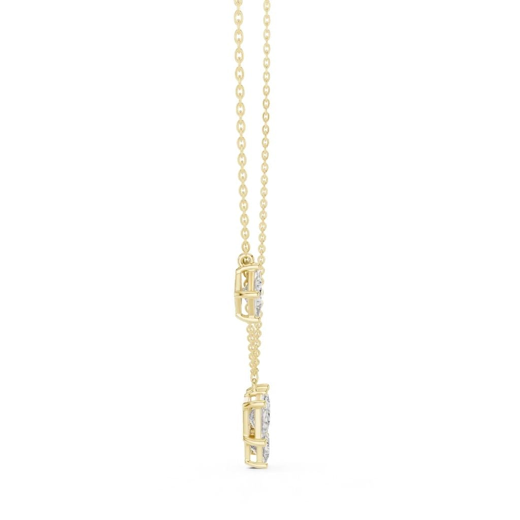 silver Dainty Diamond Cluster Pendant
