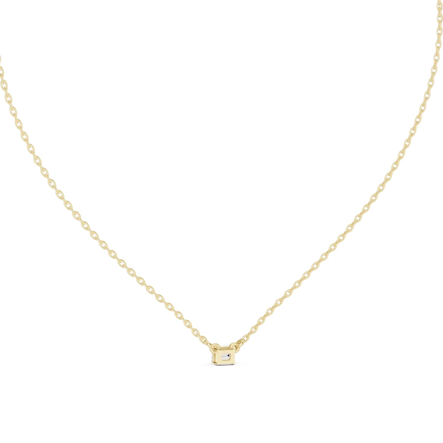 silver Emerald Cut Solitaire Pendant