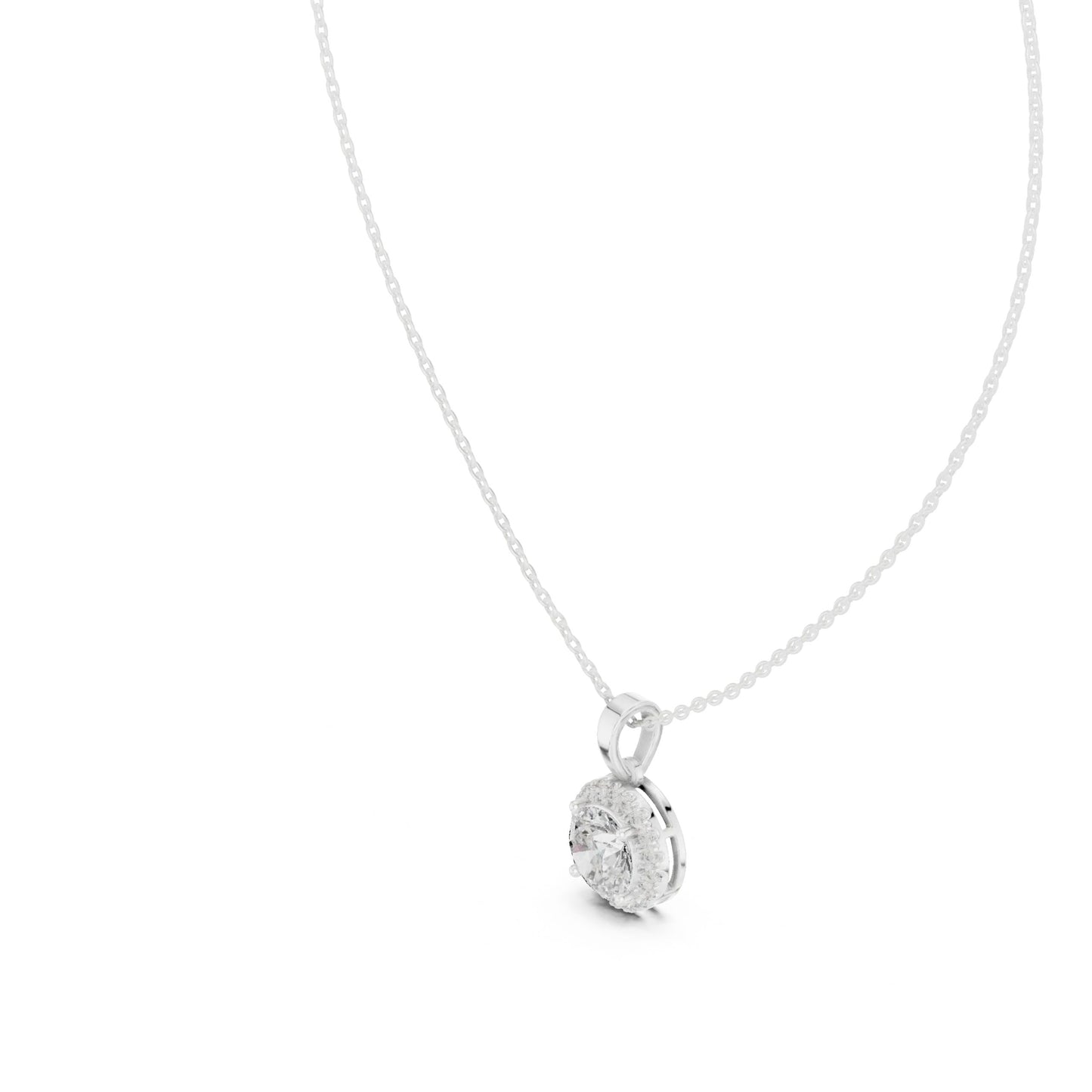 silver Minimal Luxe Halo Pendant