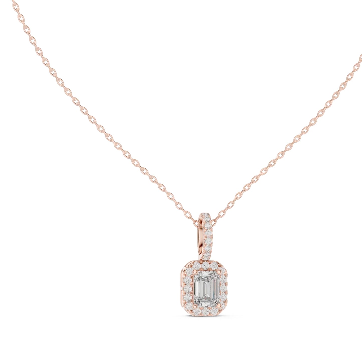 silver Minimal Halo Diamond Pendant