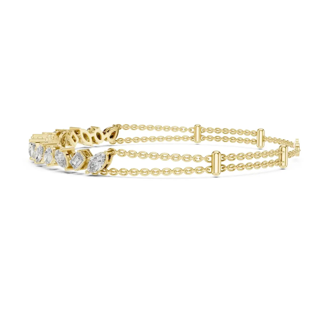 silver Multi-Shape Diamond Gold Bracelet