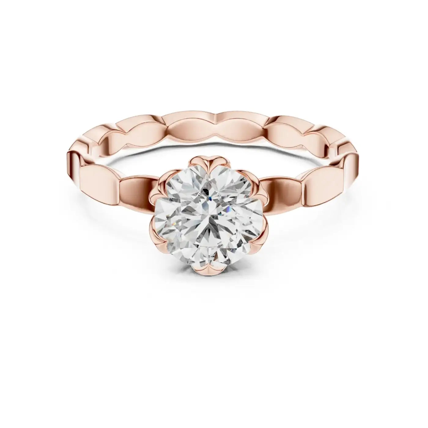 silver Classic Flower-Cut Diamond Ring