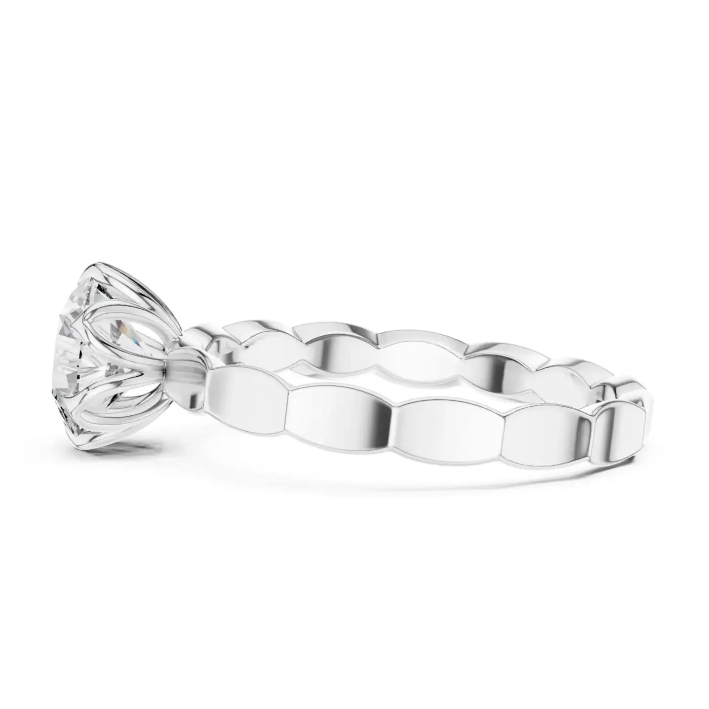 silver Classic Flower-Cut Diamond Ring