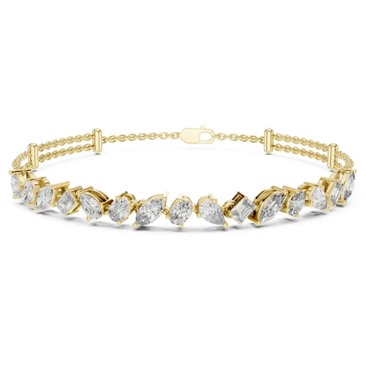 silver Multi-Shape Diamond Gold Bracelet