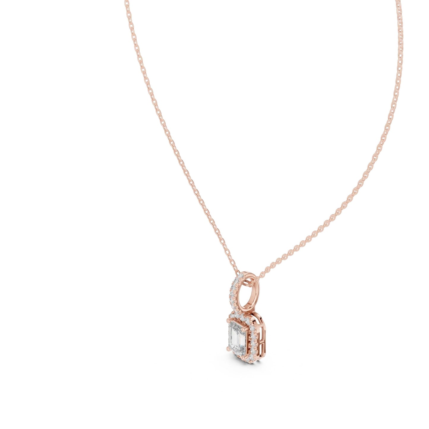 silver Minimal Halo Diamond Pendant
