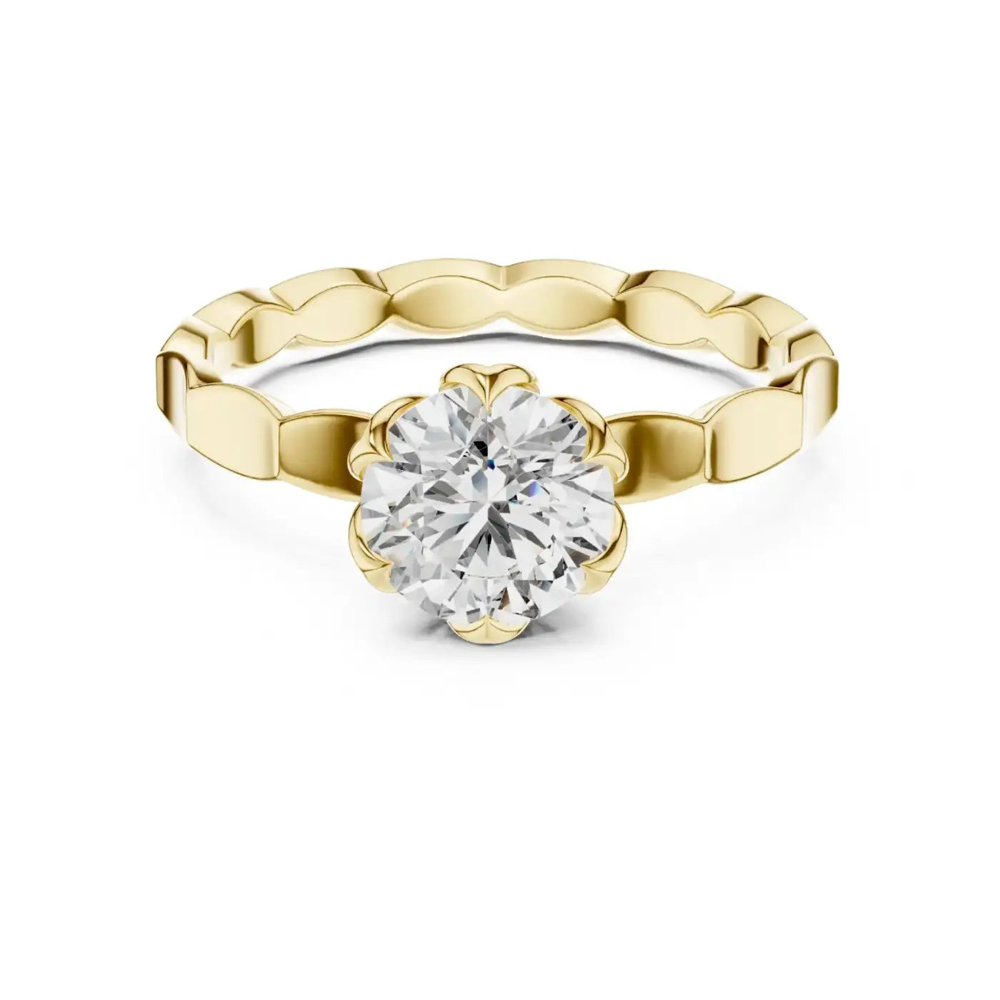 silver Classic Flower-Cut Diamond Ring