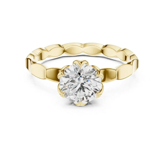 silver Classic Flower-Cut Diamond Ring