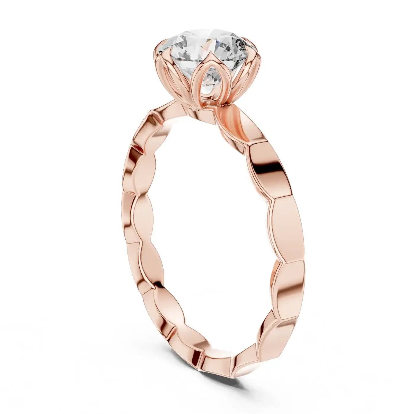 silver Classic Flower-Cut Diamond Ring