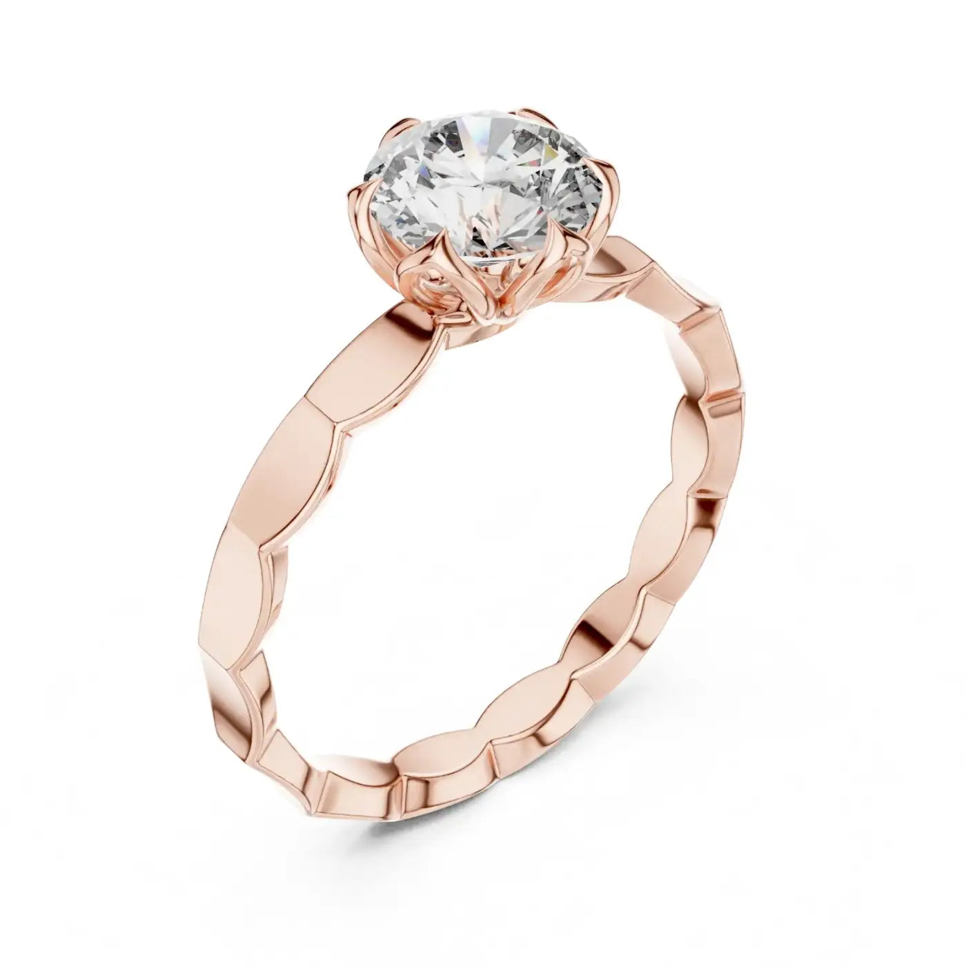 silver Classic Flower-Cut Diamond Ring
