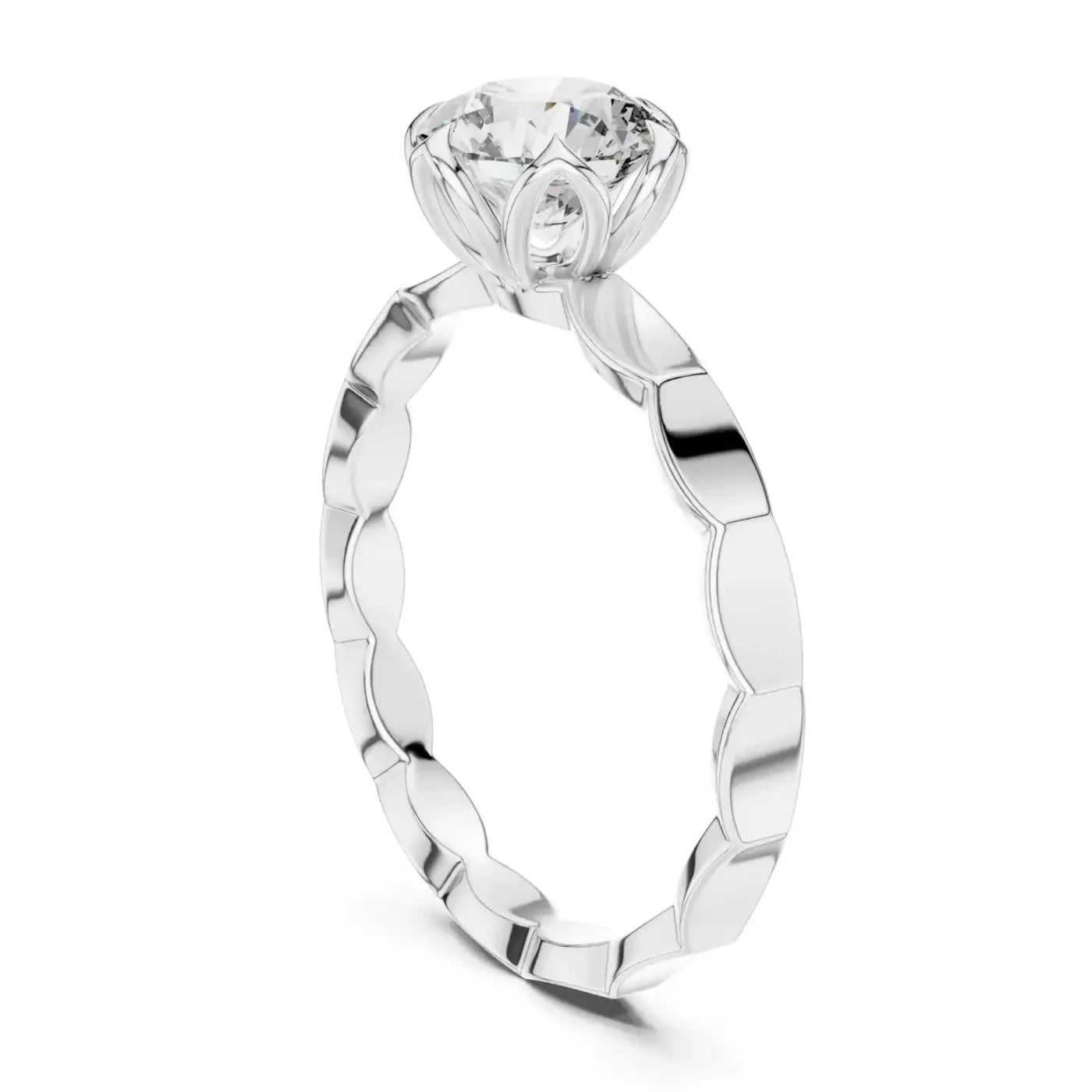 silver Classic Flower-Cut Diamond Ring
