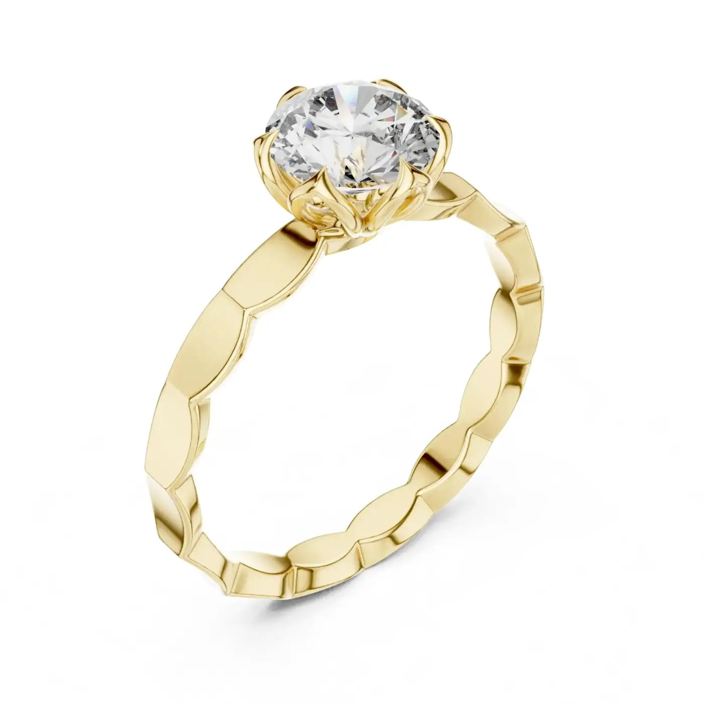 silver Classic Flower-Cut Diamond Ring