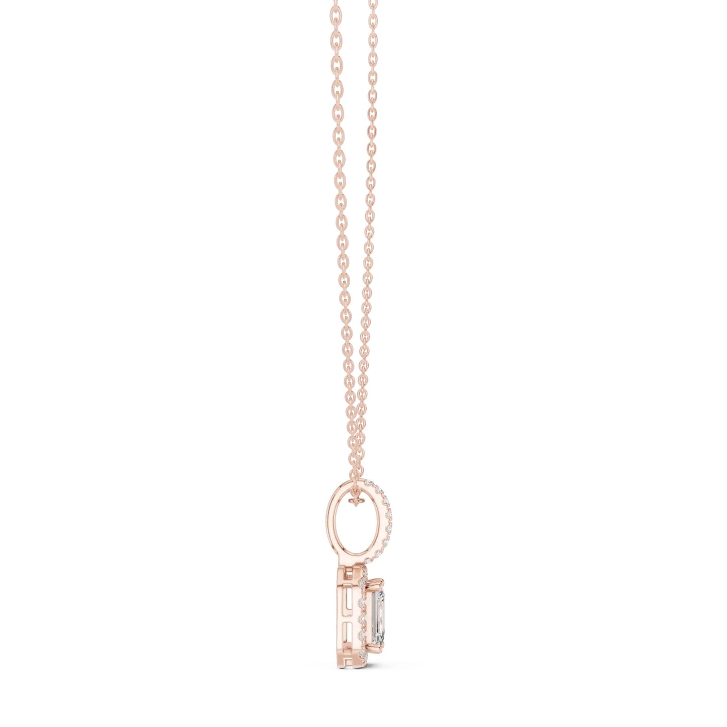 silver Minimal Halo Diamond Pendant