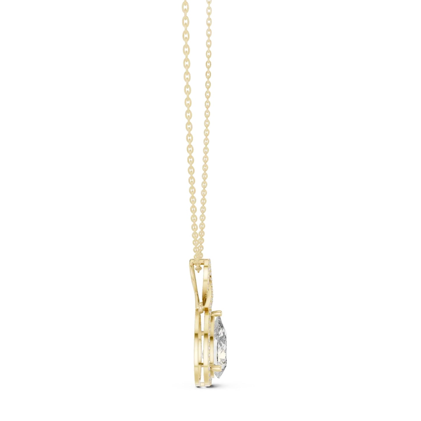 silver Pear Halo Diamond Pendant