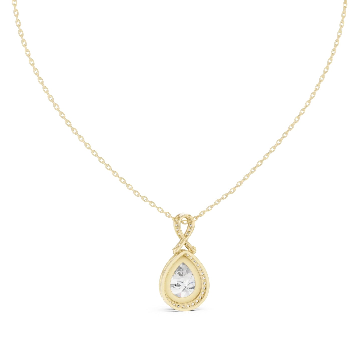silver Pear Halo Diamond Pendant