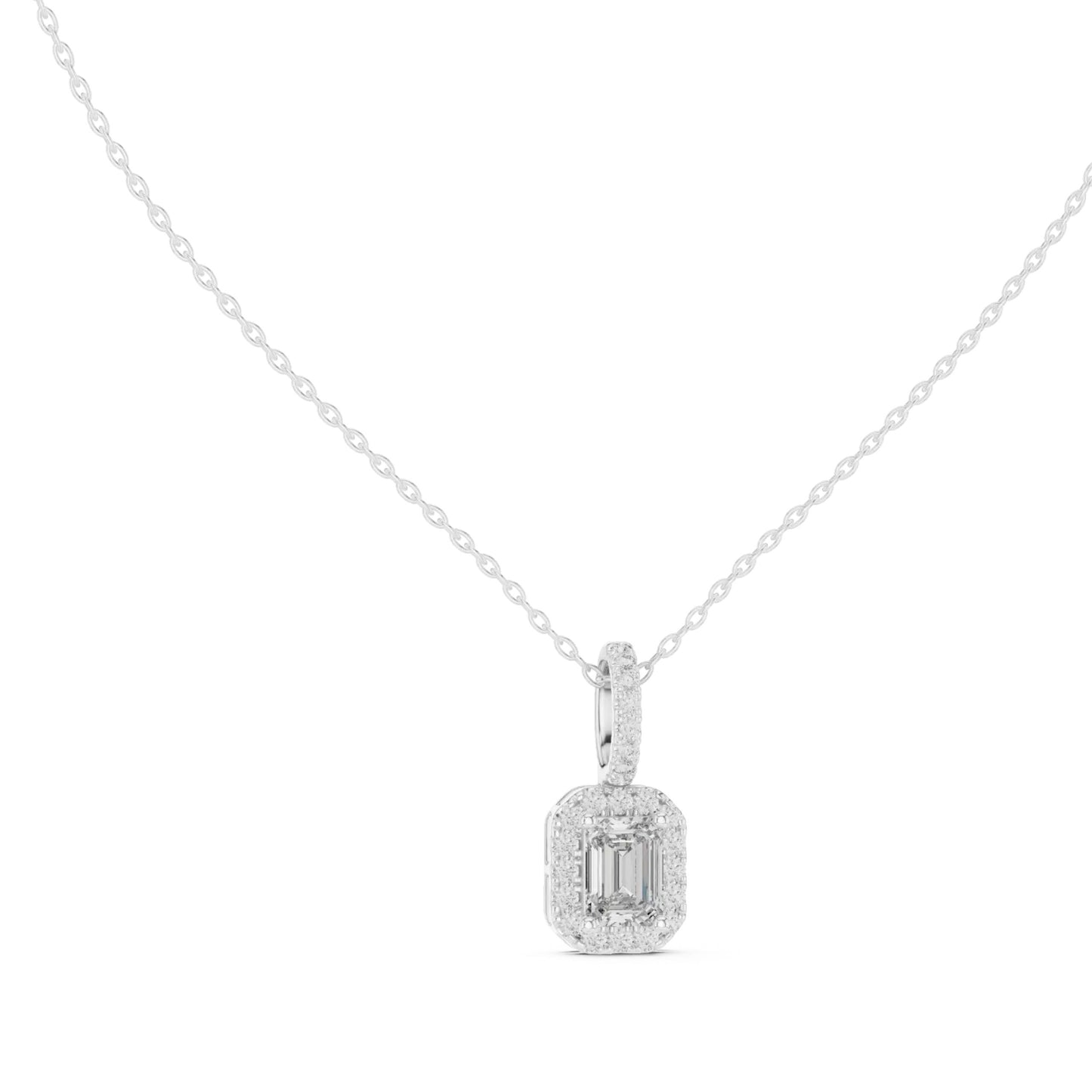 silver Minimal Halo Diamond Pendant