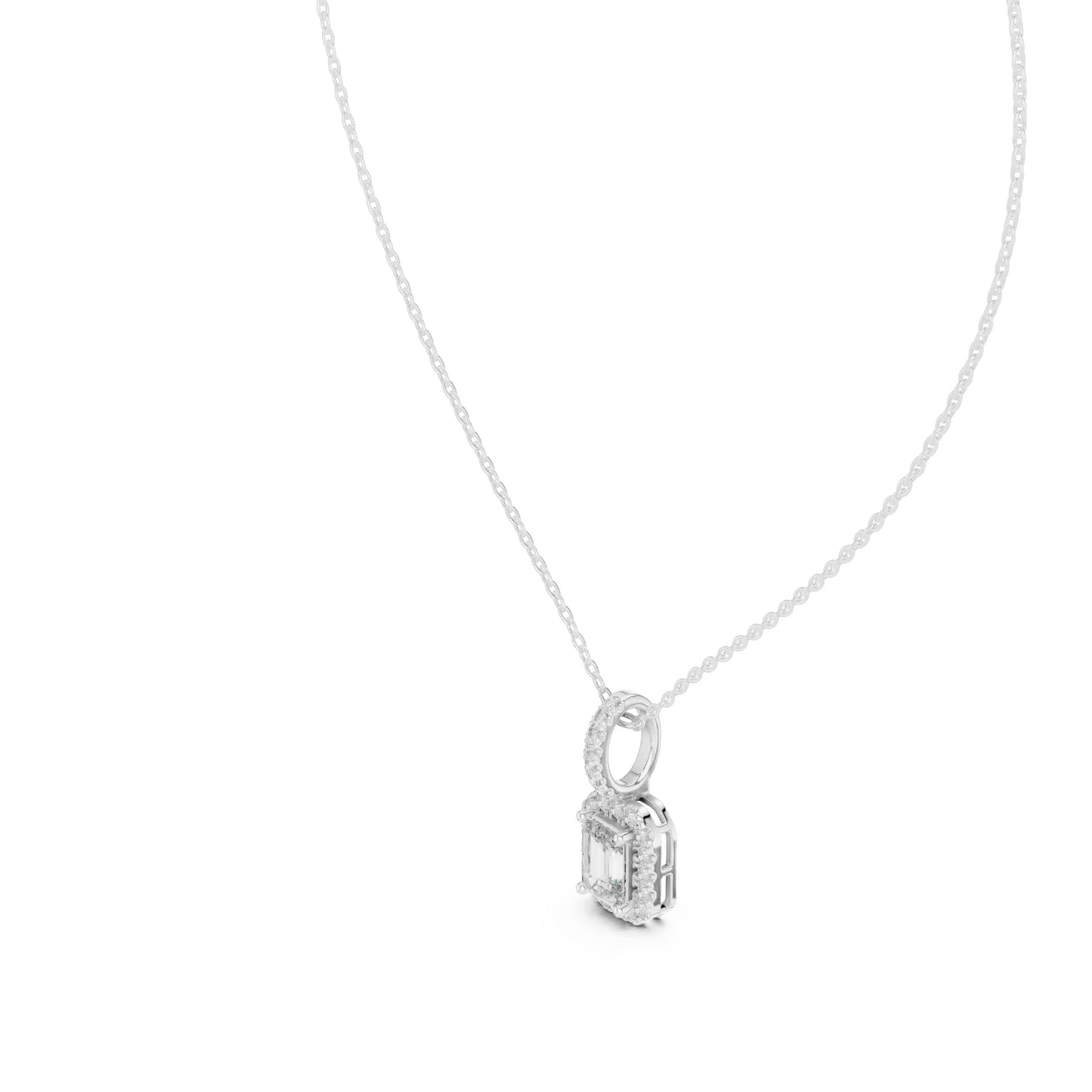 silver Minimal Halo Diamond Pendant