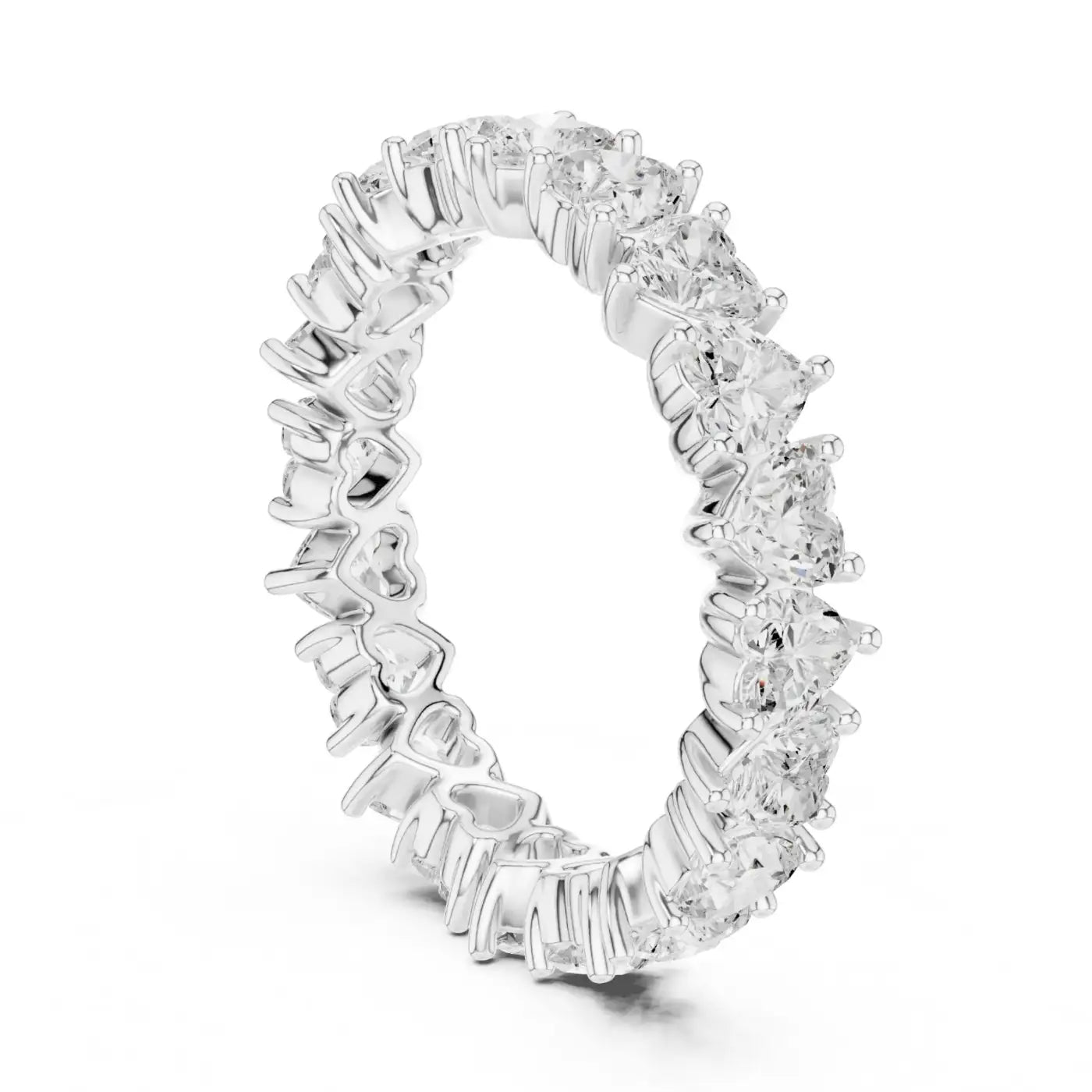 silver Love Heart Diamond Ring