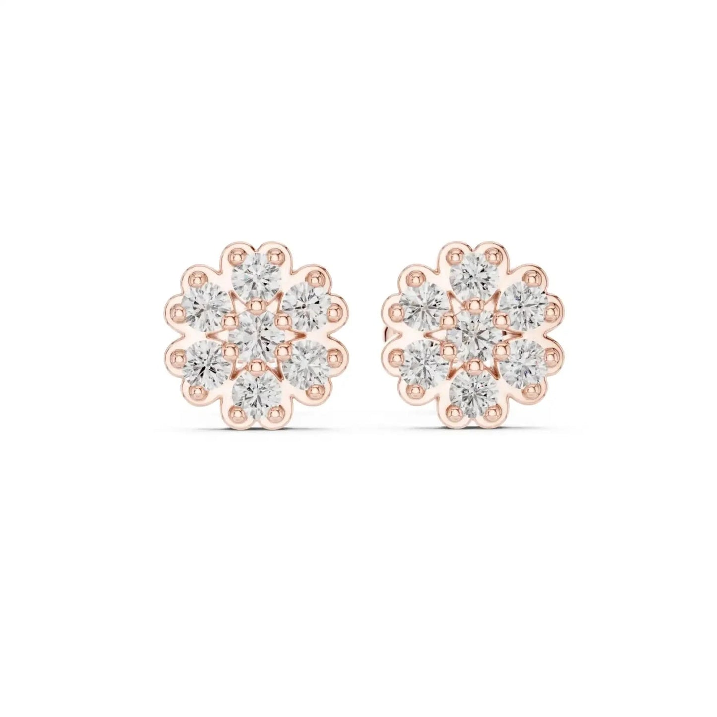 silver Crystal Flower Stud Earrings