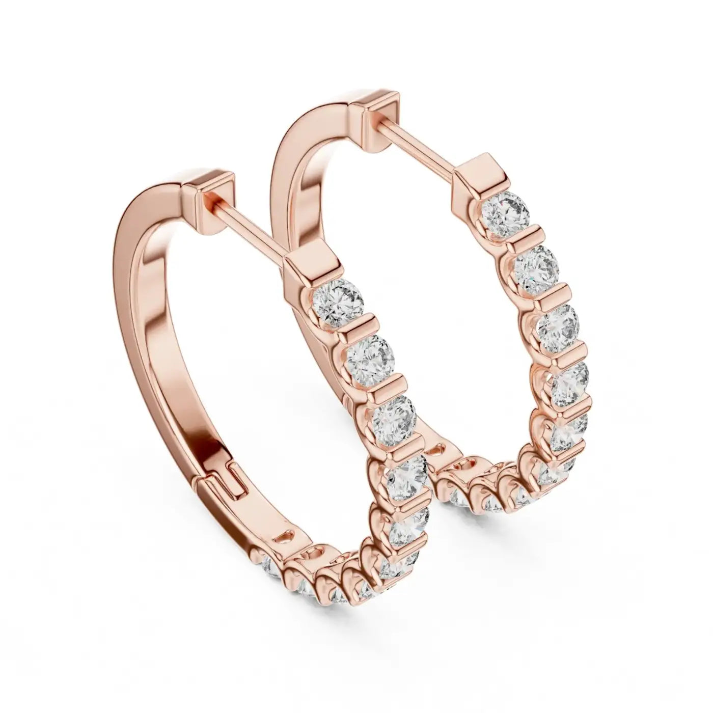 silver Everyday Glam Diamond Hoop Earrings