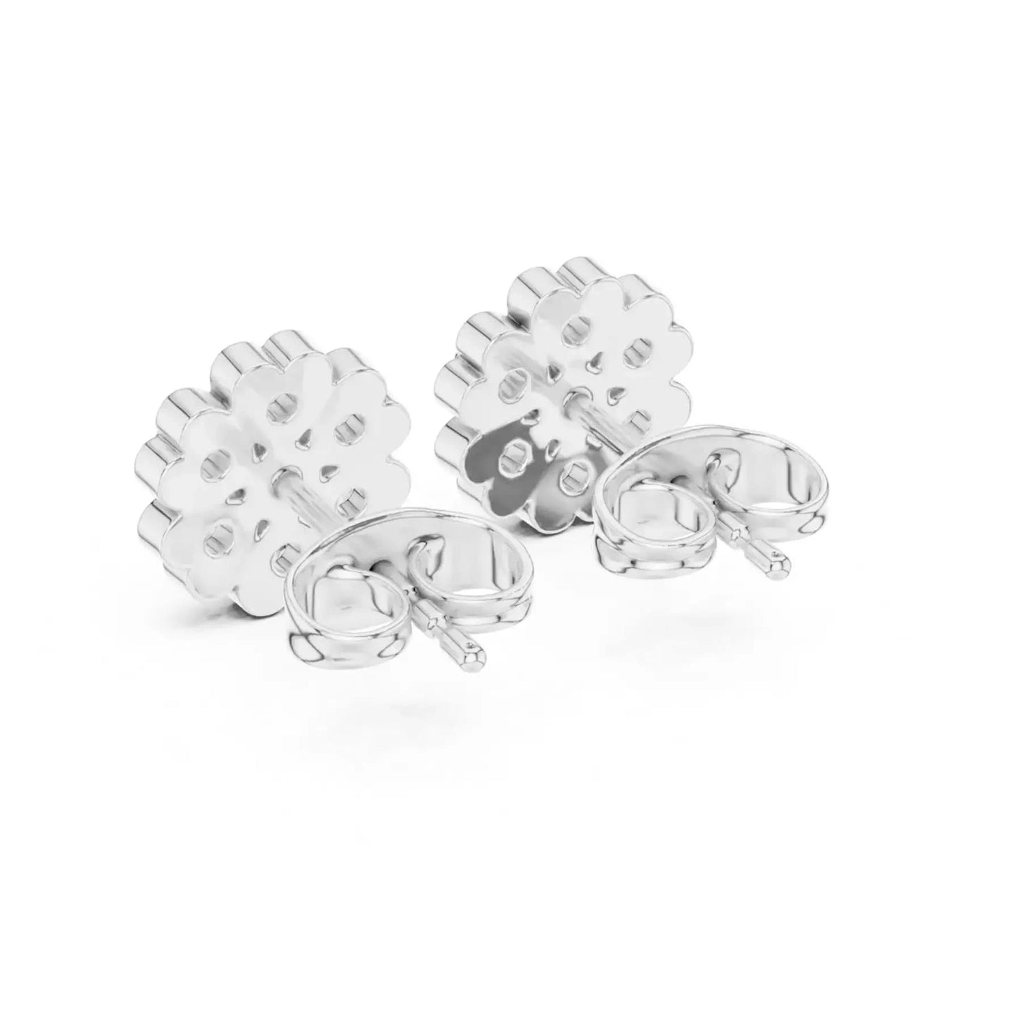 silver Crystal Flower Stud Earrings