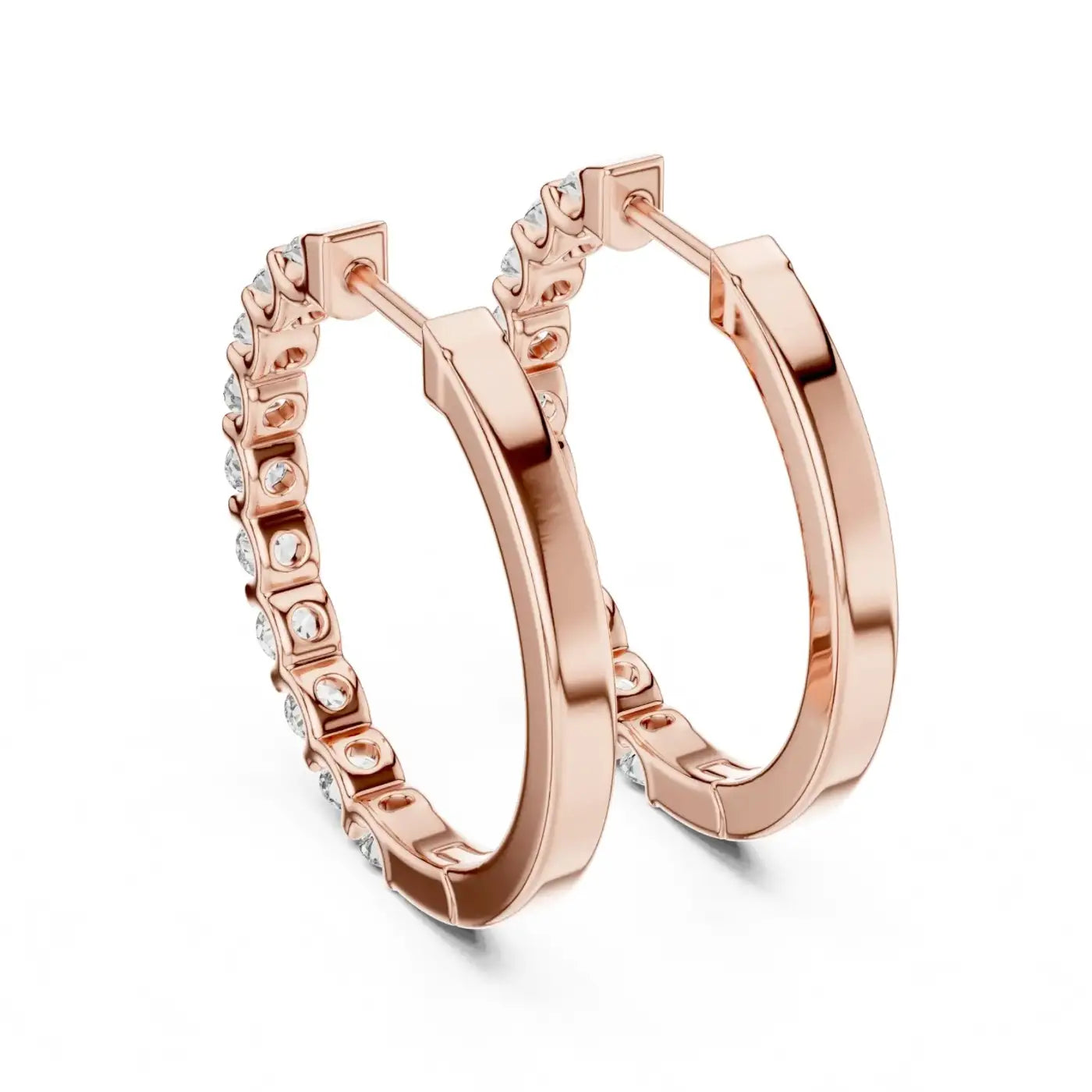 silver Everyday Glam Diamond Hoop Earrings
