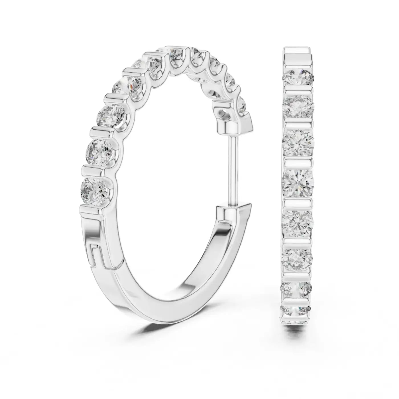 silver Everyday Glam Diamond Hoop Earrings