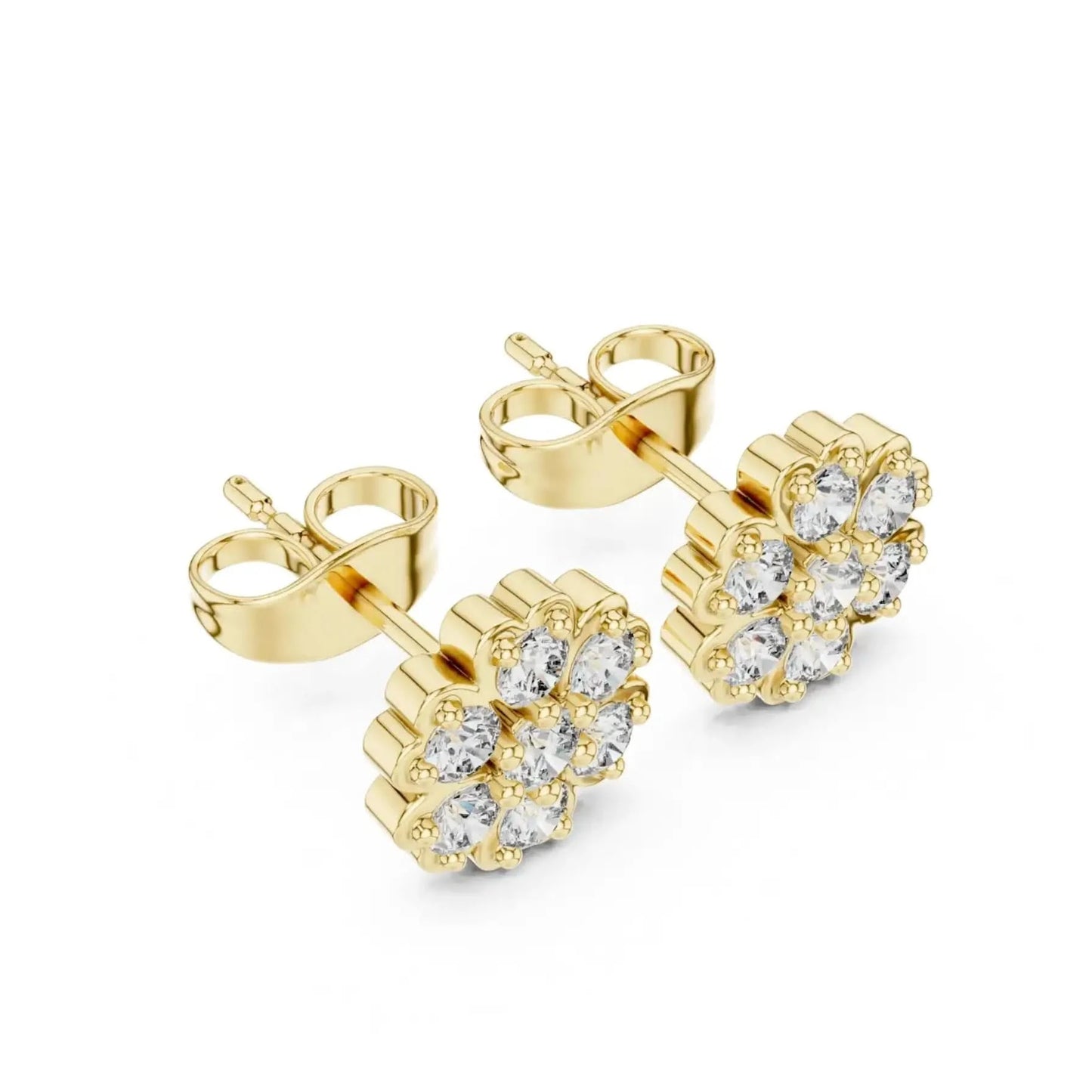 silver Crystal Flower Stud Earrings