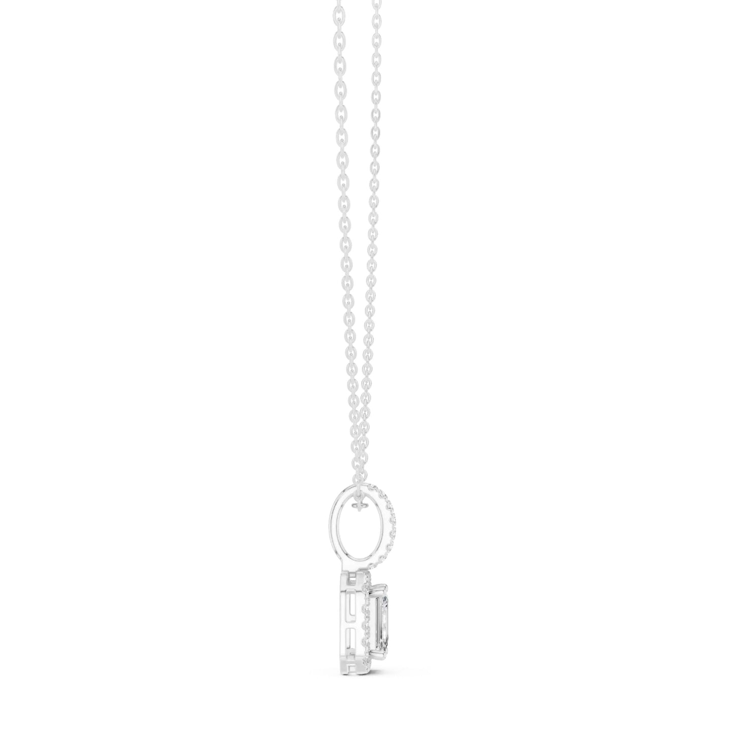 silver Minimal Halo Diamond Pendant
