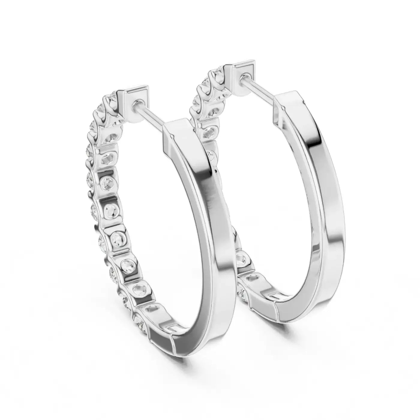 silver Everyday Glam Diamond Hoop Earrings