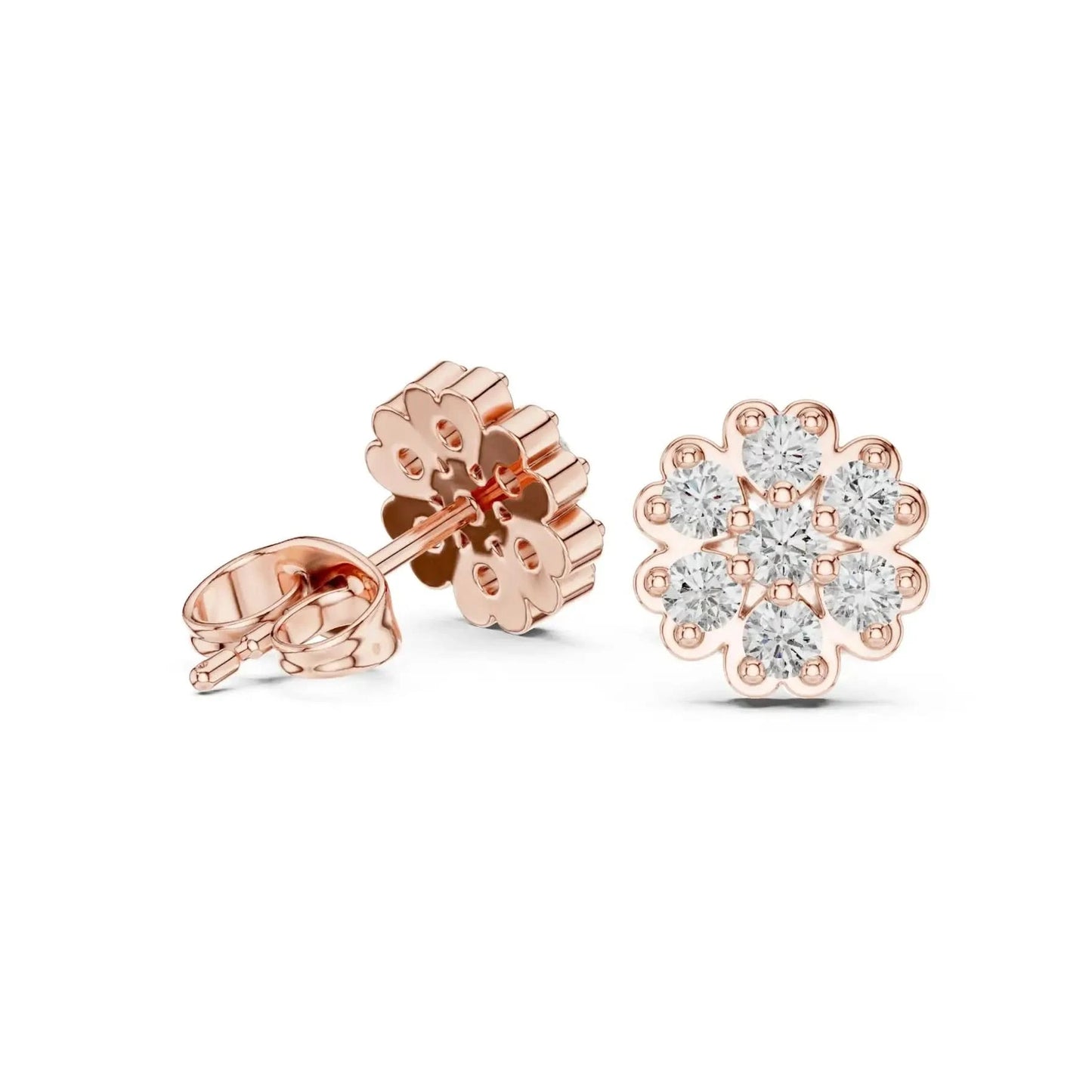 silver Crystal Flower Stud Earrings